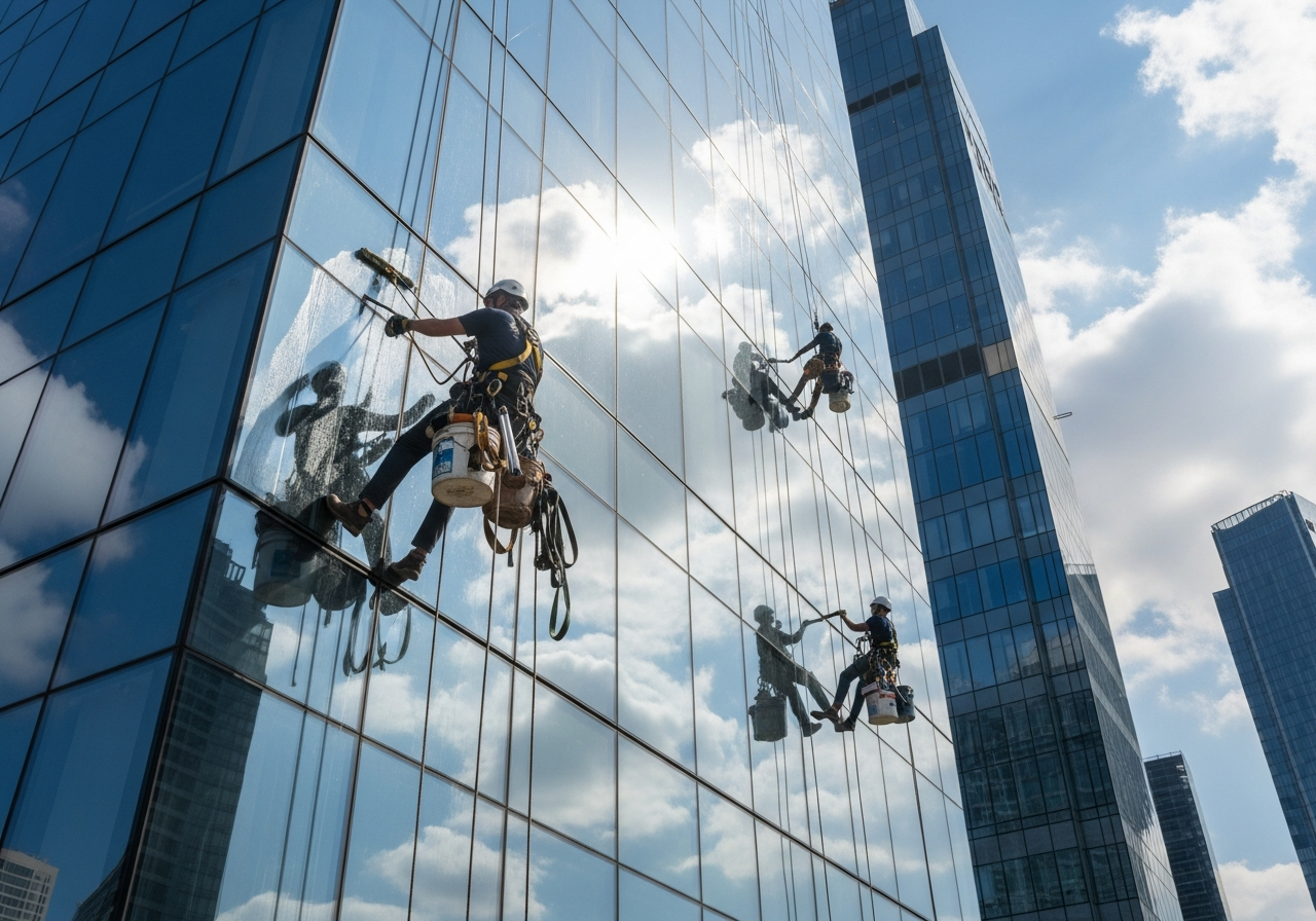 Curtain wall sealant replacement on high-rise