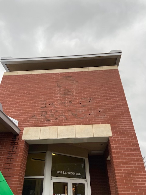 Before — Brick Fascia — Sign Removal & Refacing