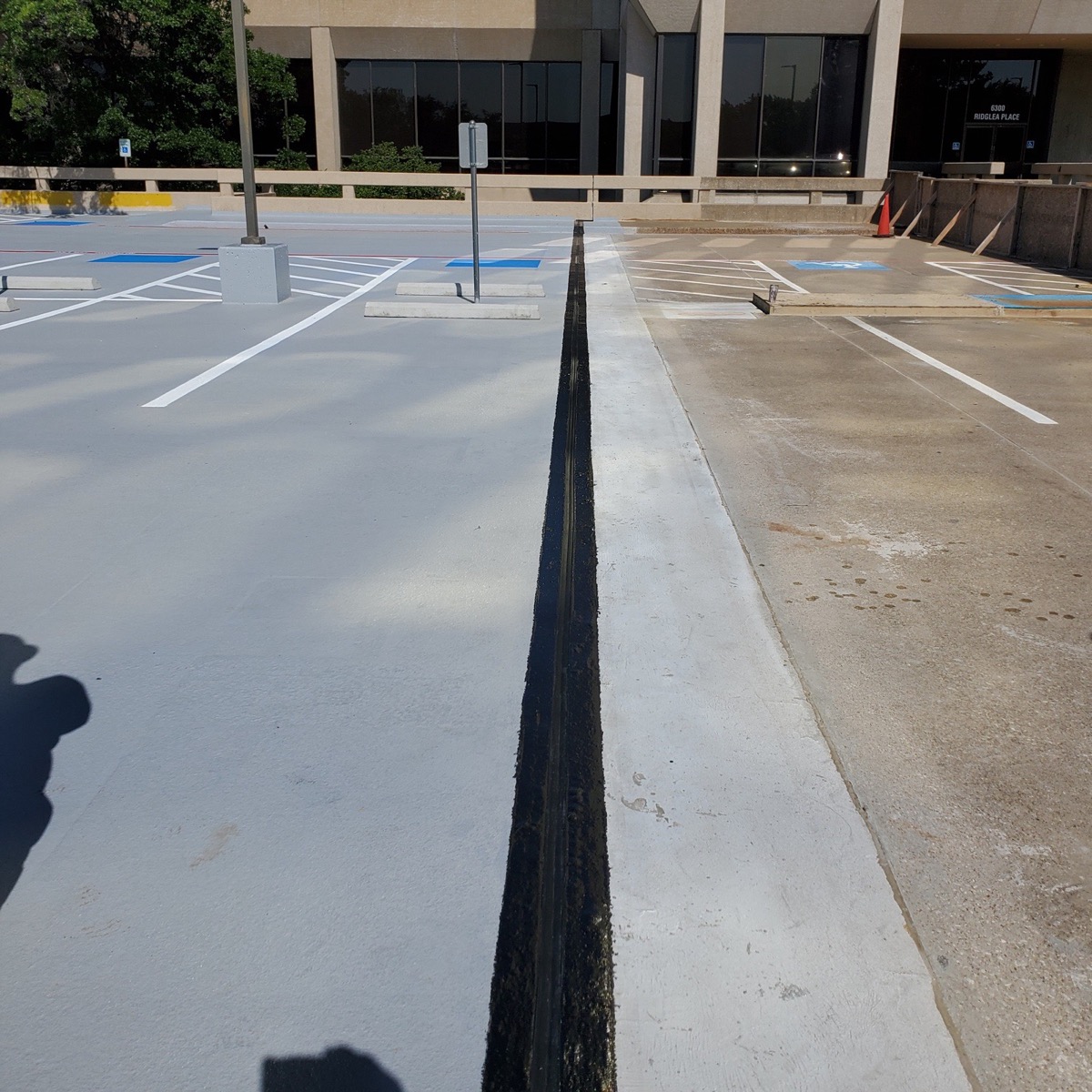 New expansion joint installed across parking deck