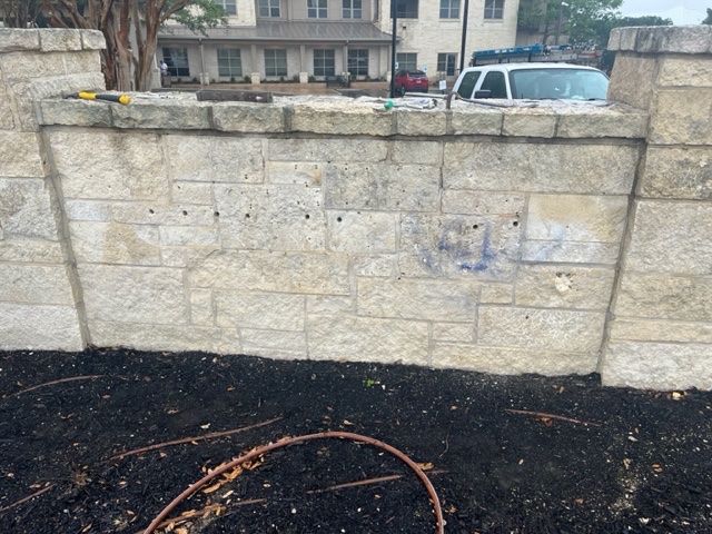 Before — Cut-Stone Monument Wall Repair